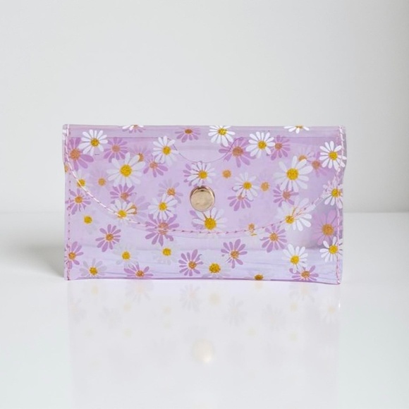 Florals Clear Card Case Wallet in Purple - Picture 2 of 7